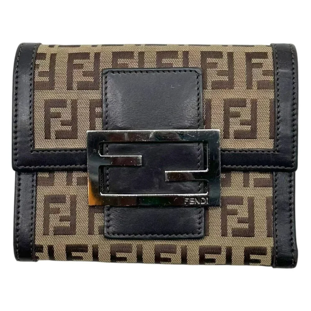 Fendi Brown Zucchino Monogram Tri-Fold Wallet - Picture 1 of 8